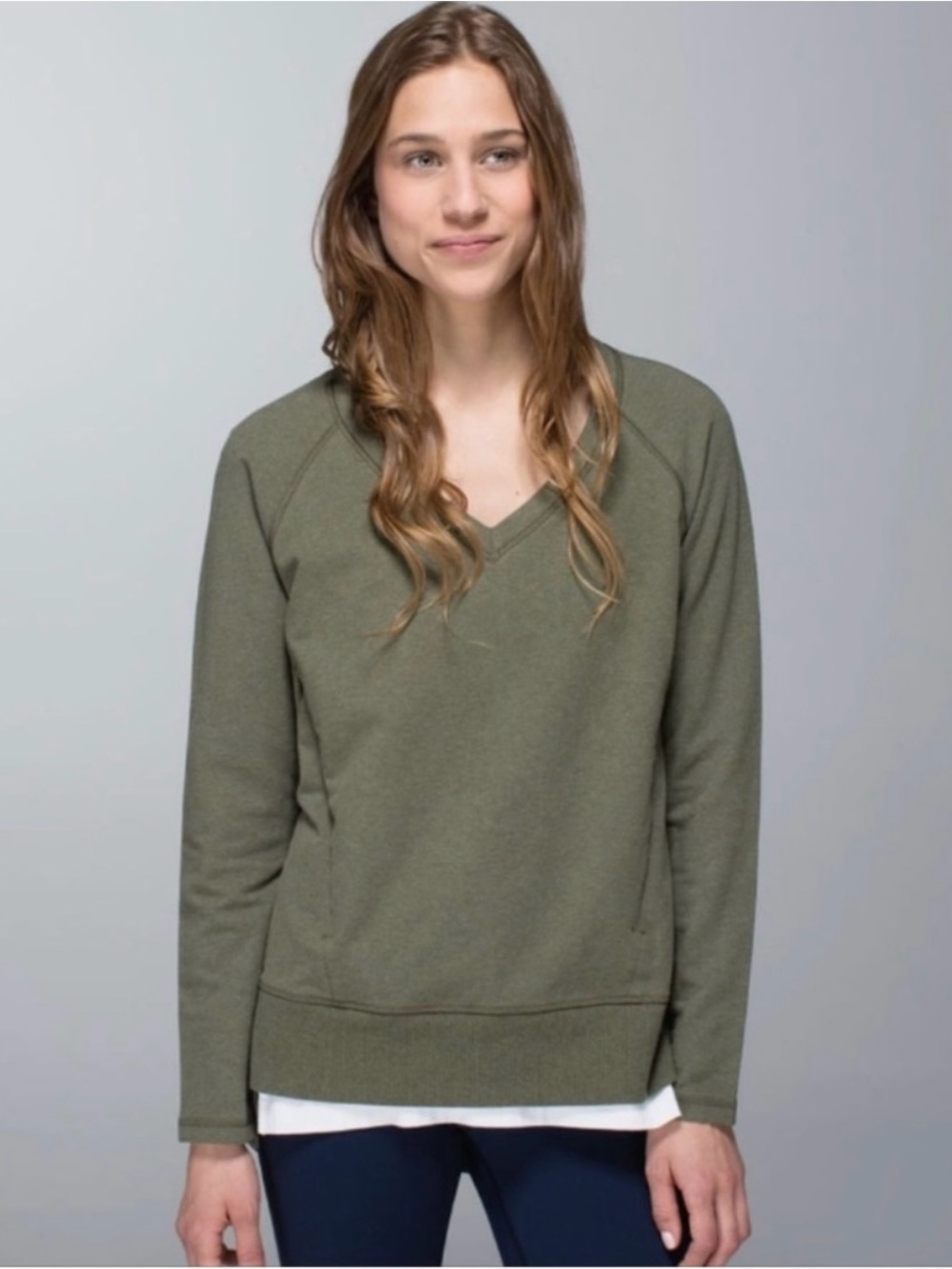 Lululemon After Asana Pullover Heathered Fatigue Green Size 4